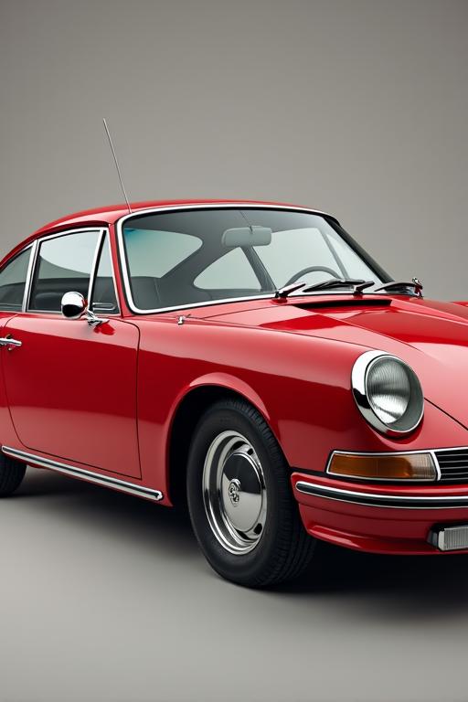 A fully restored 1965 Porsche 911 in polo red.